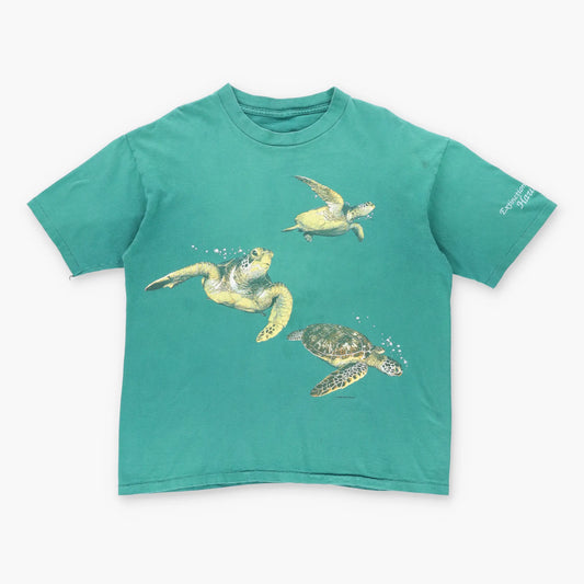 Vintage HABITAT Turtle Bubbles Single Stitch Green T-Shirt (L-XL)