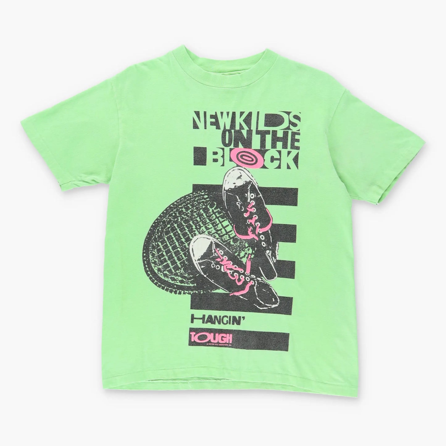 1989 Vintage NEW KIDS ON THE BLOCK 'Hangin' Tough!' Fluro Single Stitch Band Tee (XS)