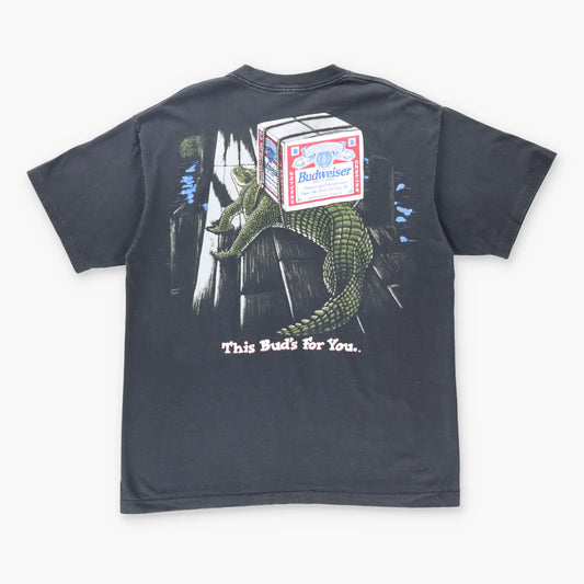 1996 Vintage BUDWEISER 'This Bud's For You' Gator Frog Single Stitch Promo Tee (XL)