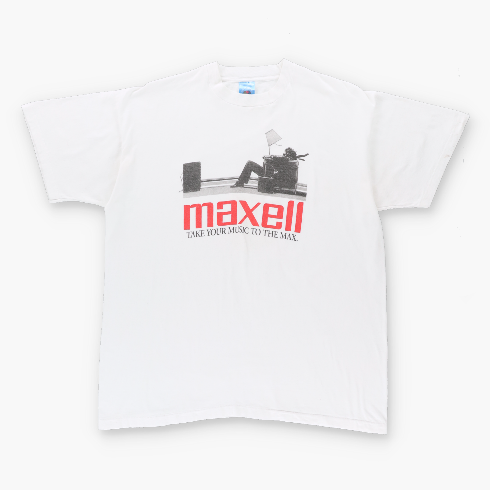Vintage MAXELL Cassette 'Blown Away Guy' 80s 90s Commercial Travis Scott Single Stitch T-Shirt (XL) Vintage Sole Melbourne