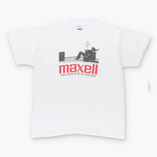 Vintage MAXELL Cassette 'Blown Away Guy' 80s 90s Commercial Travis Scott Single Stitch T-Shirt (XL)