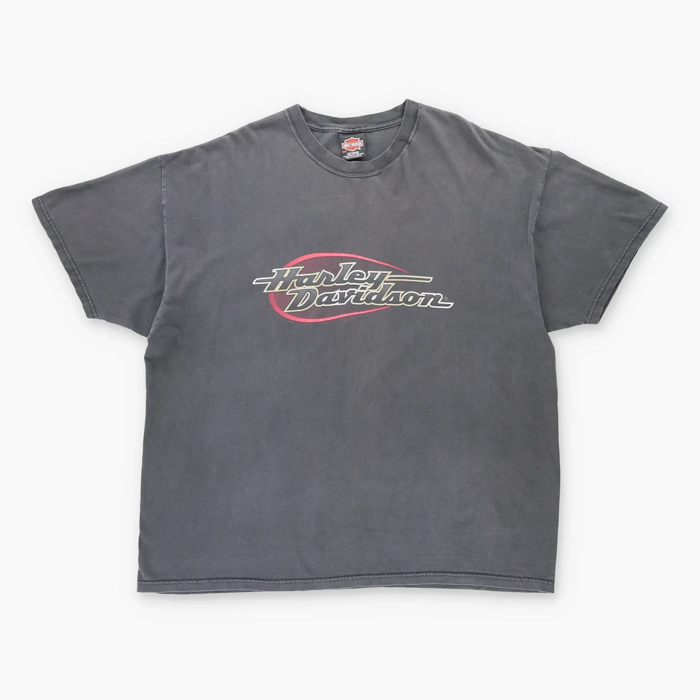 Vintage HARLEY DAVIDSON Y2K 'Warr's' England Logo Grey Faded Motorcycle T-Shirt (XXL)
