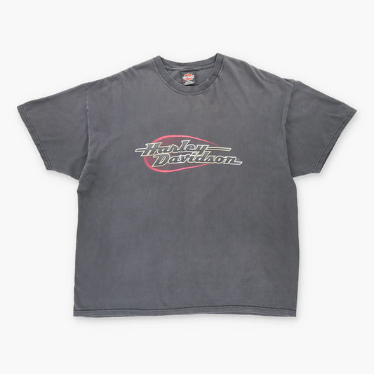 Vintage HARLEY DAVIDSON Y2K 'Warr's' England Logo Grey Faded Motorcycle T-Shirt (XXL)