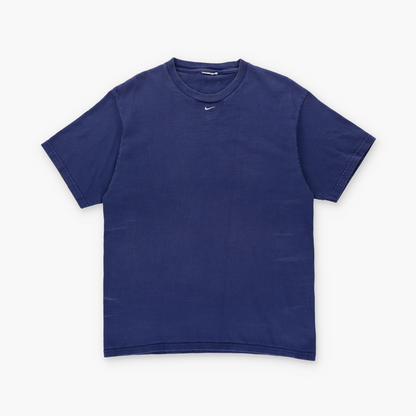 NIKE Navy & White Embroidered Centre Logo Tee (M)