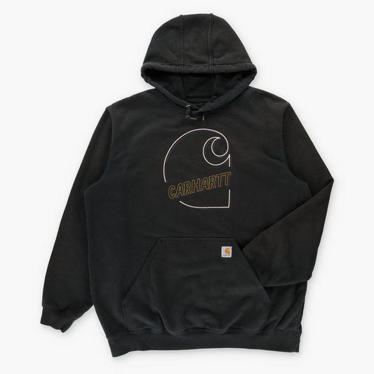 CARHARTT Black 'Loose Fit' Logo Graphic Hoodie Sweatshirt (XL)
