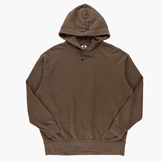 NIKE Brown & Black Embroidered Centre Logo Hoodie Sweatshirt (M-L Tall)