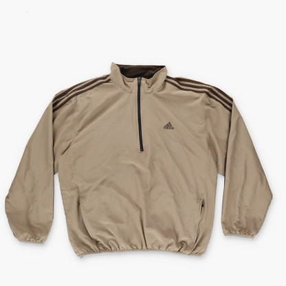ADIDAS Two Tone Brown Vintage 1/4 Zip Windbreaker Pullover (XL)