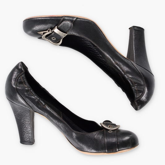CHRISTIAN DIOR Buckle Scrunch Pump Italy Made Heels (39)