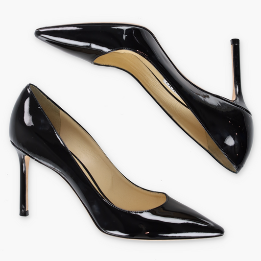 JIMMY CHOO Black Patent Italy Made Stiletto Heel (39.5)