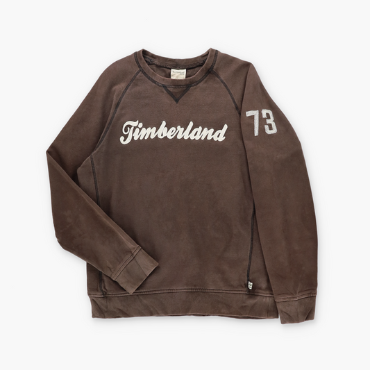 TIMBERLAND Regular Fit Brown & White Embroidered Spell Out Sweatshirt (M)