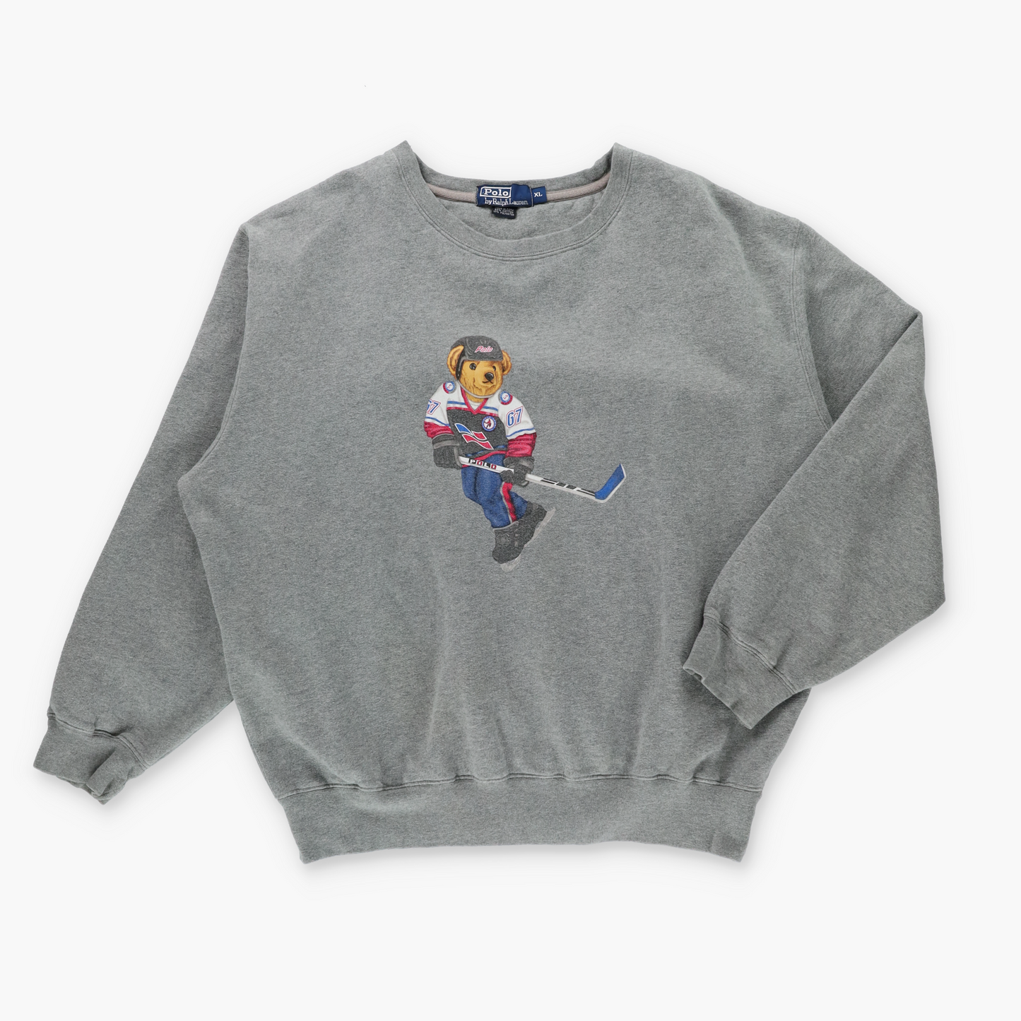 POLO RALPH LAUREN Ice Hockey Teddy Bear Grey Sweatshirt (XL-XXL)