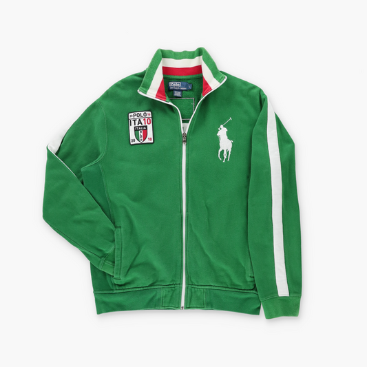 RALPH LAUREN POLO Italian Flag Embroidered Logo Full Zip Sweatshirt (M-L)