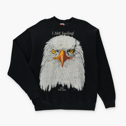 Bald Eagle "I am Smiling" Sitka Alaska Raptor Centre FRUIT OF THE LOOM Sweatshirt (XL)