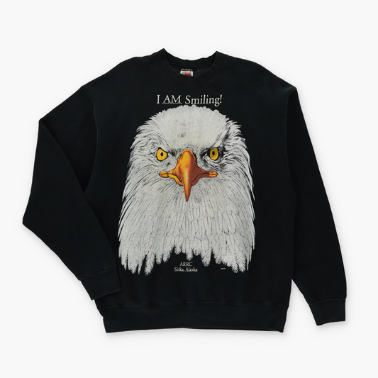 Bald Eagle "I am Smiling" Sitka Alaska Raptor Centre FRUIT OF THE LOOM Sweatshirt (XL)