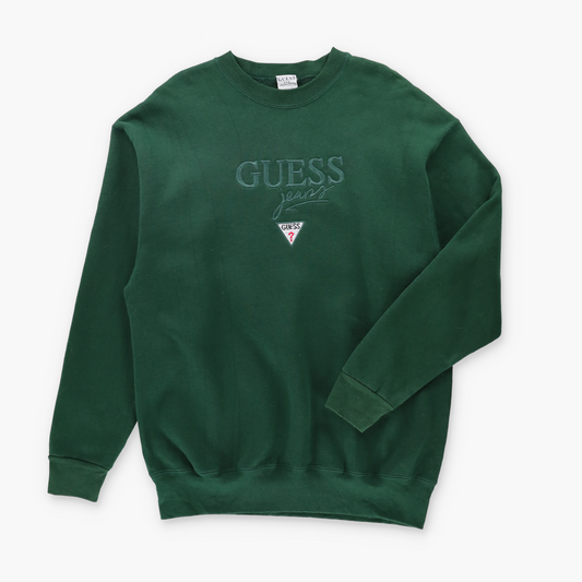 GUESS Embroidered Logo USA Made Forest Green Sweatshirt (XL-XXL)