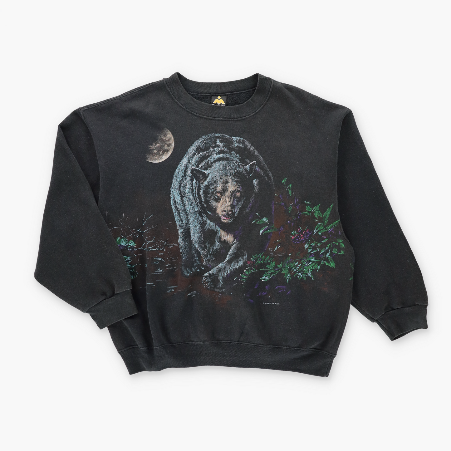 Grizzly Bear Black USA Made Double Sided Animal Sweatshirt (L)