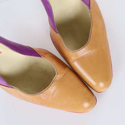 MIU MIU Multicolour Patchwork Leather Heels (39)