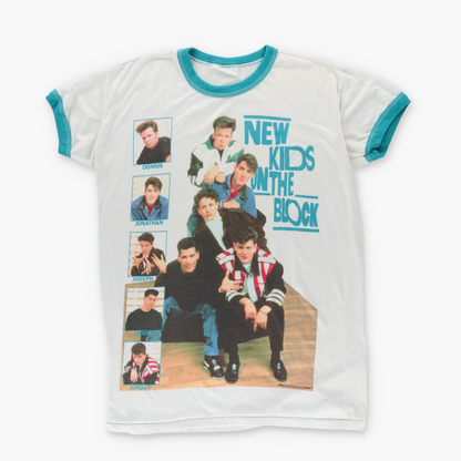 1990 NEW KIDS ON THE BLOCK Vintage Ringer Boy Band T-Shirt (L)