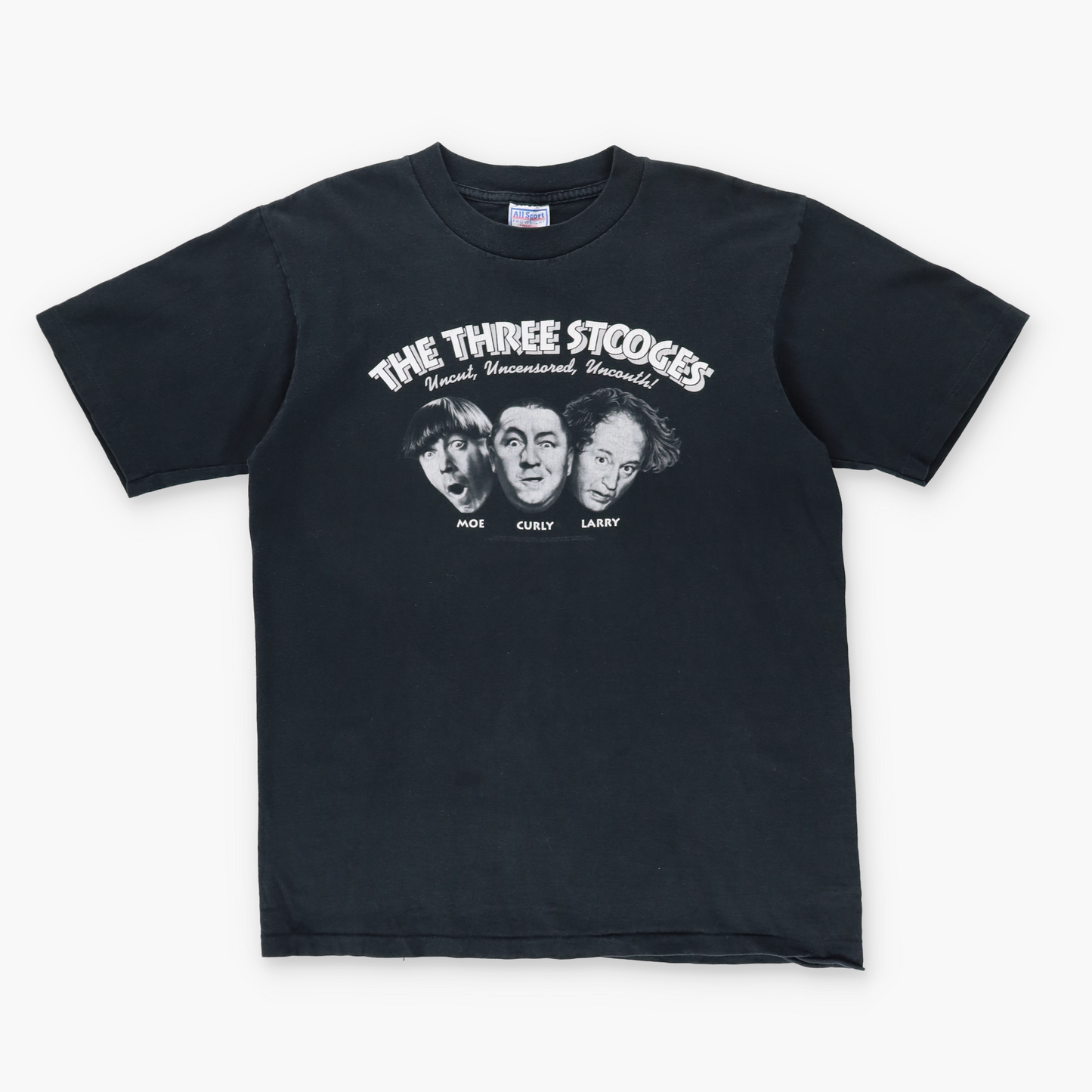 Vintage 1995 THE THREE STOOGERS USA Made Single Stitch Black Tee (M-L)