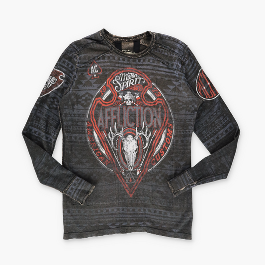AFFLICTION Y2K Reversible Distressed Grunge Long Sleeve Tee (L)