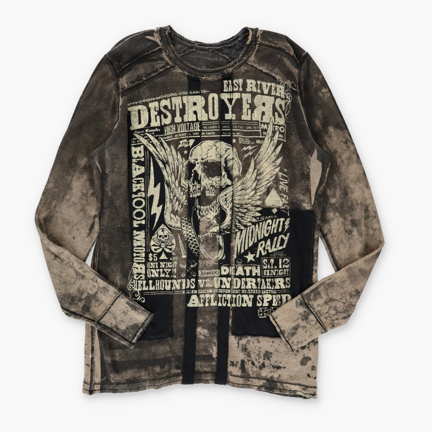 AFFLICTION Y2K Reversible Distressed Grunge Long Sleeve Tee (L)