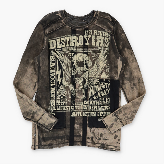 AFFLICTION Y2K Reversible Distressed Grunge Long Sleeve Tee (L)