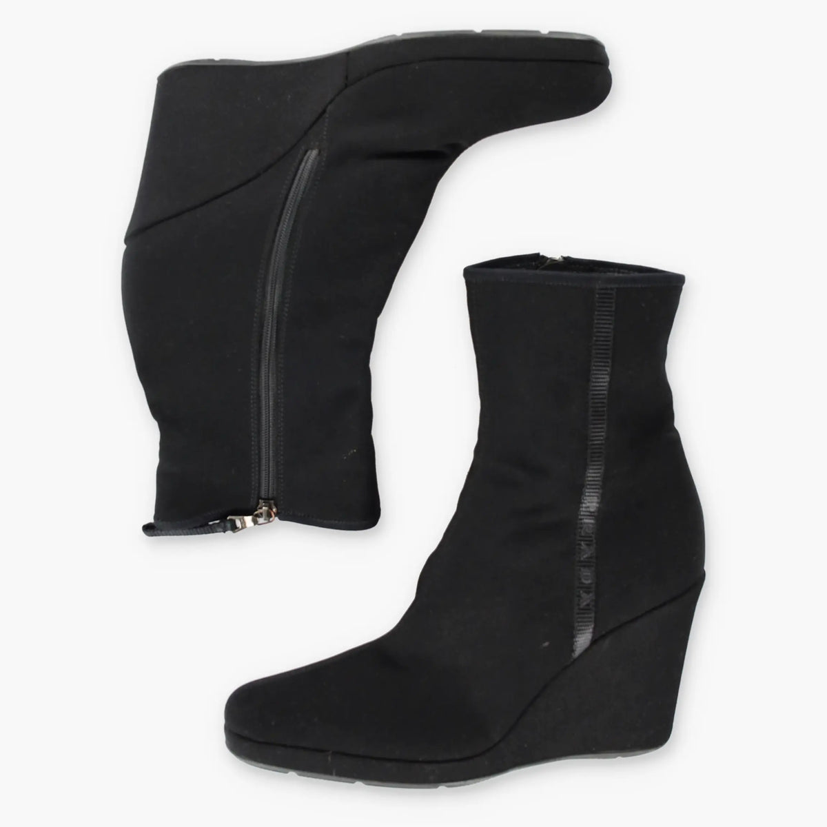 Vintage PRADA Black Italy Made Wedge Platform Boots (8)