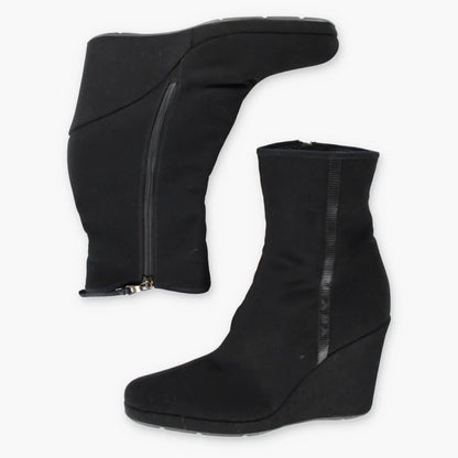 Vintage PRADA Black Italy Made Wedge Platform Boots (8)