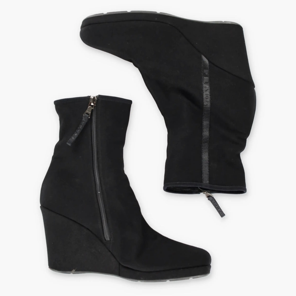 Vintage PRADA Black Italy Made Wedge Platform Boots (8)