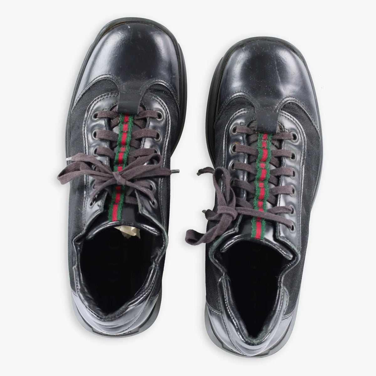 Vintage GUCCI Italy Made Black Leather Lace Up Dress Shoes (7 B)