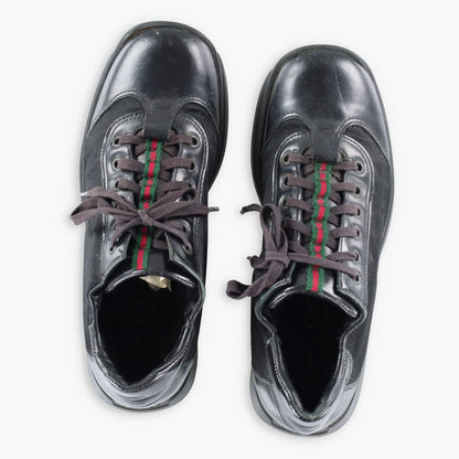 Vintage GUCCI Italy Made Black Leather Lace Up Dress Shoes (7 B)
