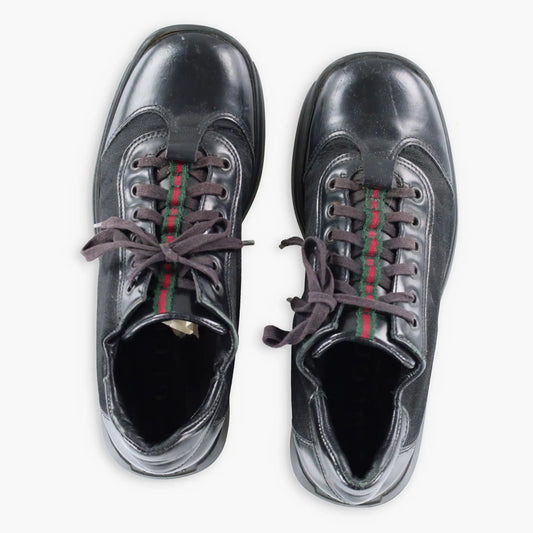 Vintage GUCCI Italy Made Black Leather Lace Up Dress Shoes (7 B)