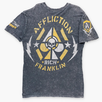Vintage AFFLICTION "Rich Franklin" Dark Grey & Yellow USA Made Y2K Tee (XL)