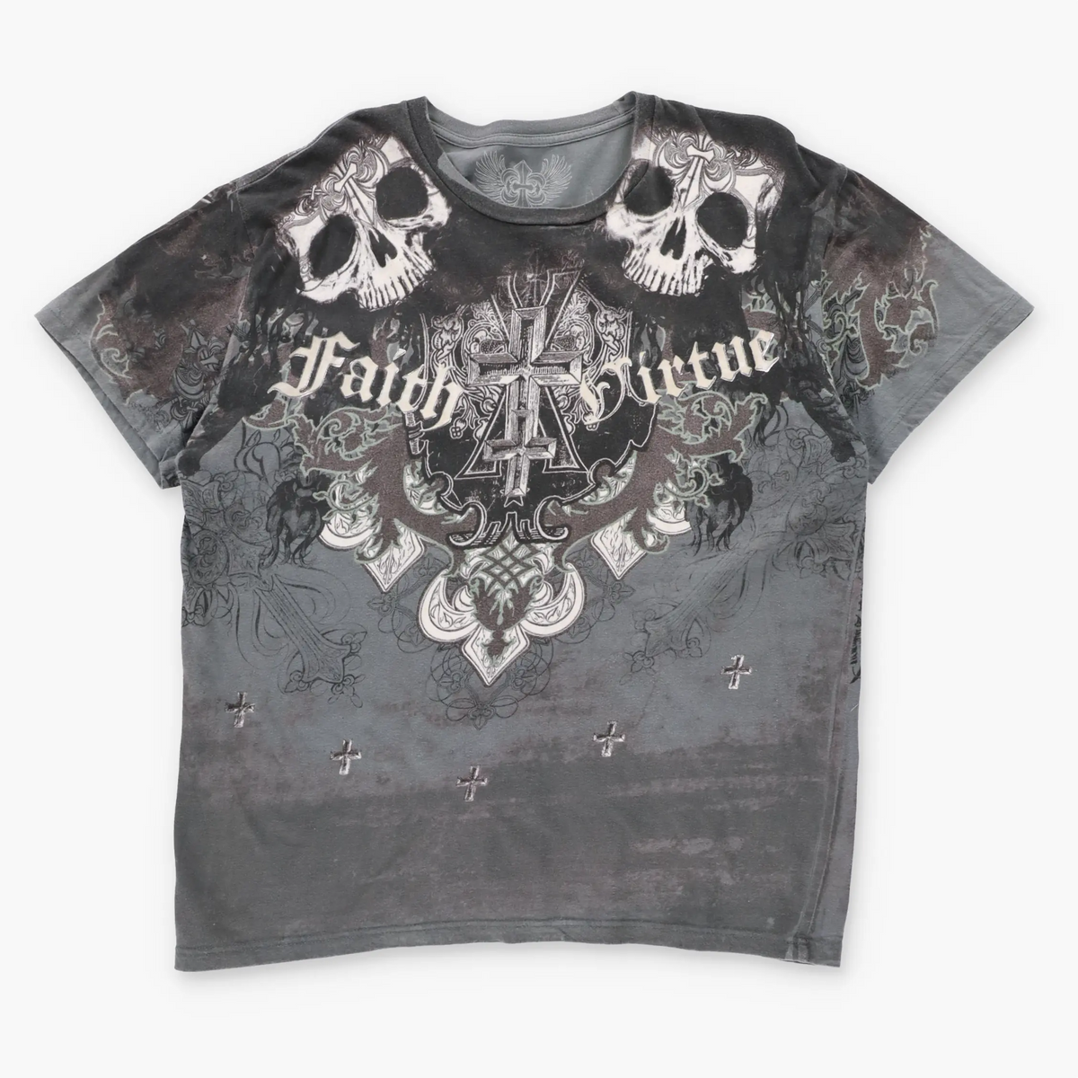 XZAVIER Faith & Virtue USA Made Vintage Y2K Style Skulls T-Shirt (XL)