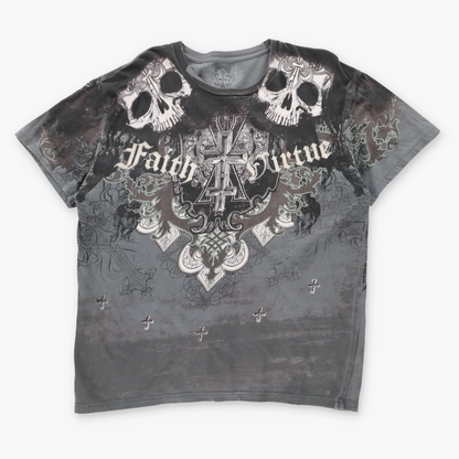 XZAVIER Faith & Virtue USA Made Vintage Y2K Style Skulls T-Shirt (XL)