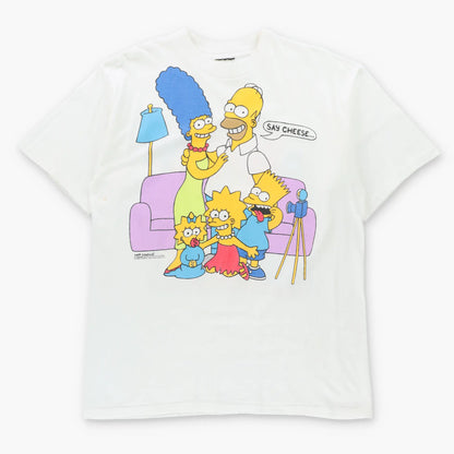 Vintage 1989 THE SIMPSONS "Say Cheese" White Single Stitch T-Shirt (L)