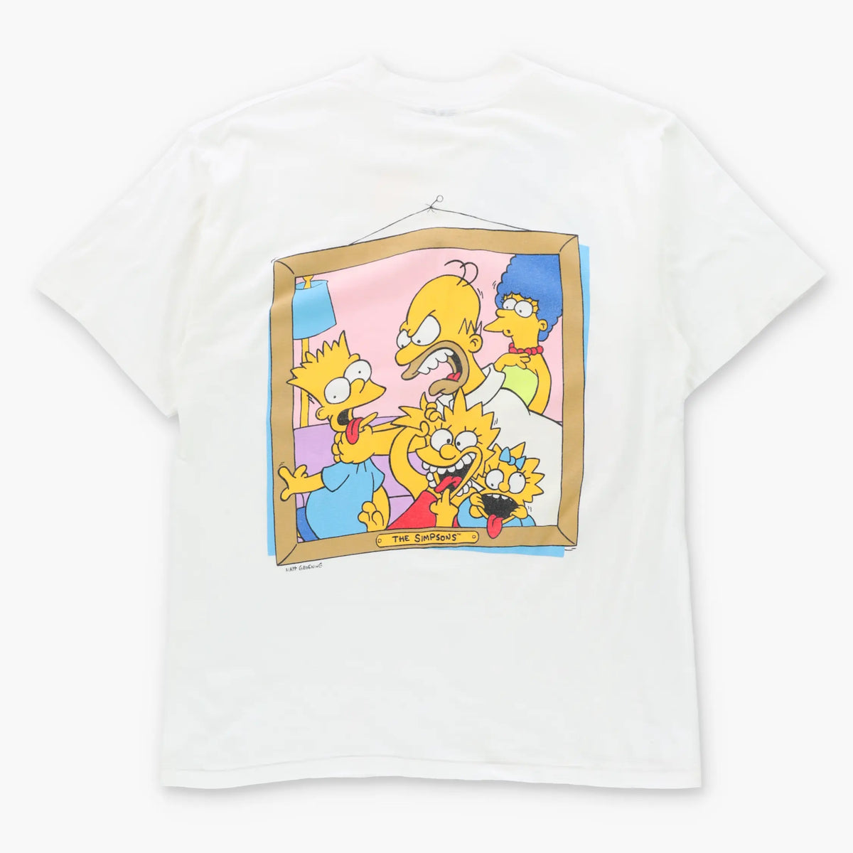 Vintage 1989 THE SIMPSONS "Say Cheese" White Single Stitch T-Shirt (L)