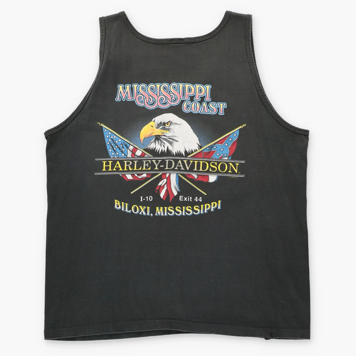 Vintage HARLEY DAVIDSON Mississippi Coast Crossed Flags & Eagle Tank (XL)
