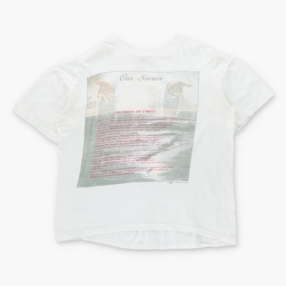Vintage "Our Saviour" White Single Stitch Jesus Christ Tee (L)