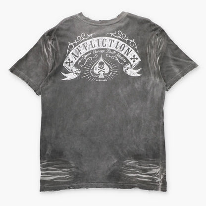 Vintage AFFLICTION American Customs "Hi-Speed Garage Built Motors" Grey USA Made Y2K Tee (L)