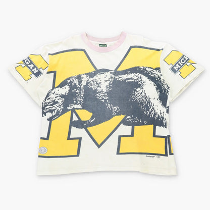 Vintage 80s University of Michigan USA Made All Over Print Boxy Tee (XXL)
