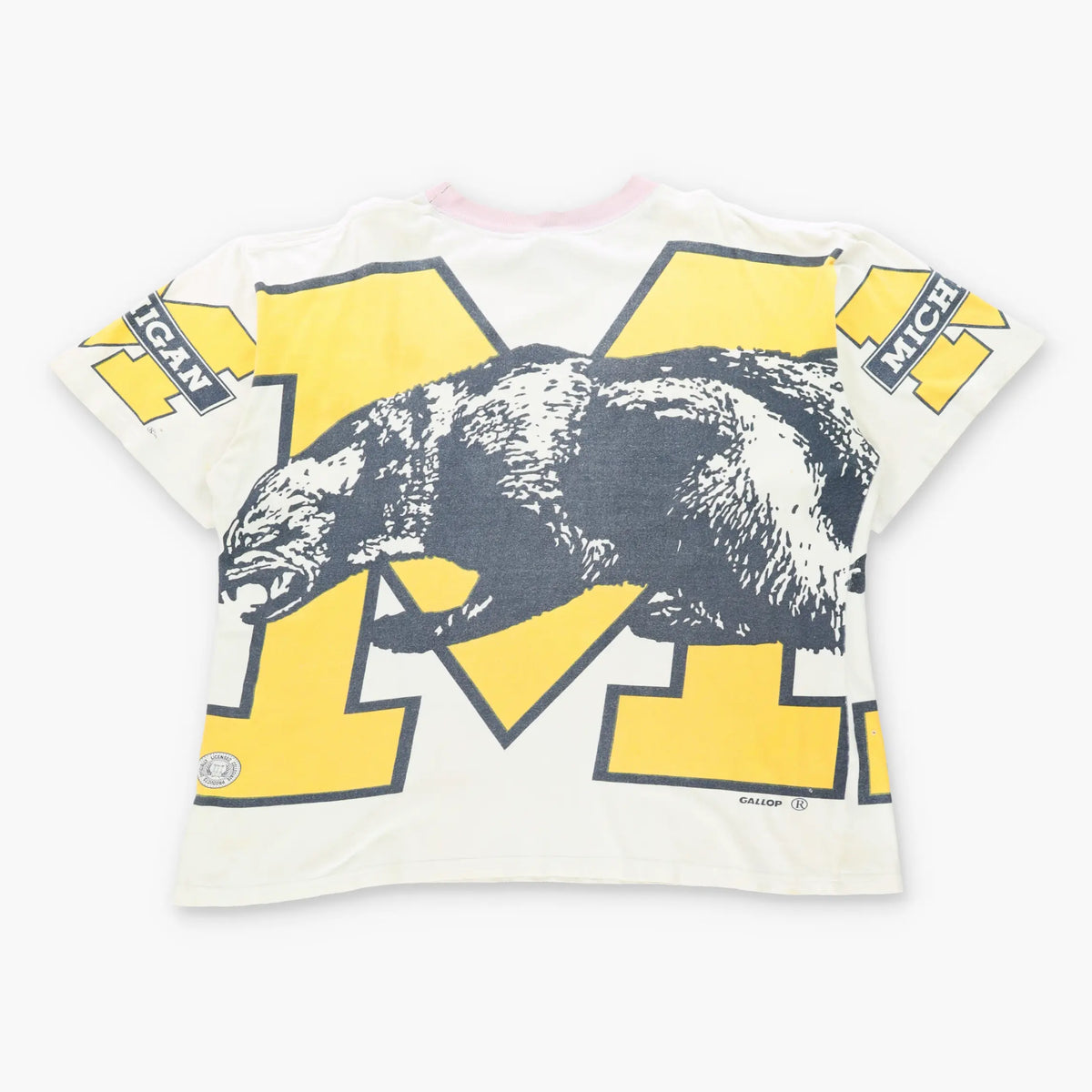 Vintage 80s University of Michigan USA Made All Over Print Boxy Tee (XXL)