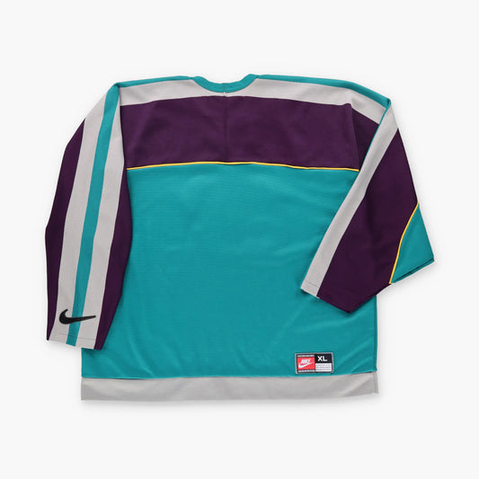 Vintage NIKE Anaheim Mighty Ducks NHL Embroidered Patch Canadian Made Hockey Jersey (XL)