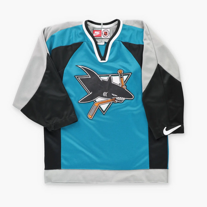 Vintage NIKE San Jose Sharks NHL 90s Canadian Made Teal Hockey Jersey (M) Vintage Sole Melbourne
