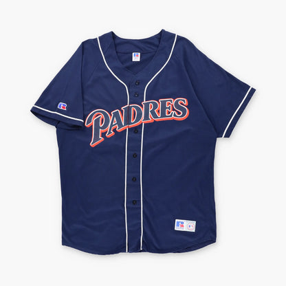 San Diego Padres USA Made Button Up RUSSELL ATHLETIC Baseball Jersey (L-XL TALL)