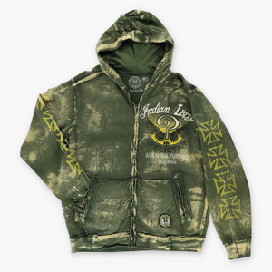 AFFLICTION 'Indian Larry' Acid Wash American Custom Hoodie Sweatshirt (XL-XXL)
