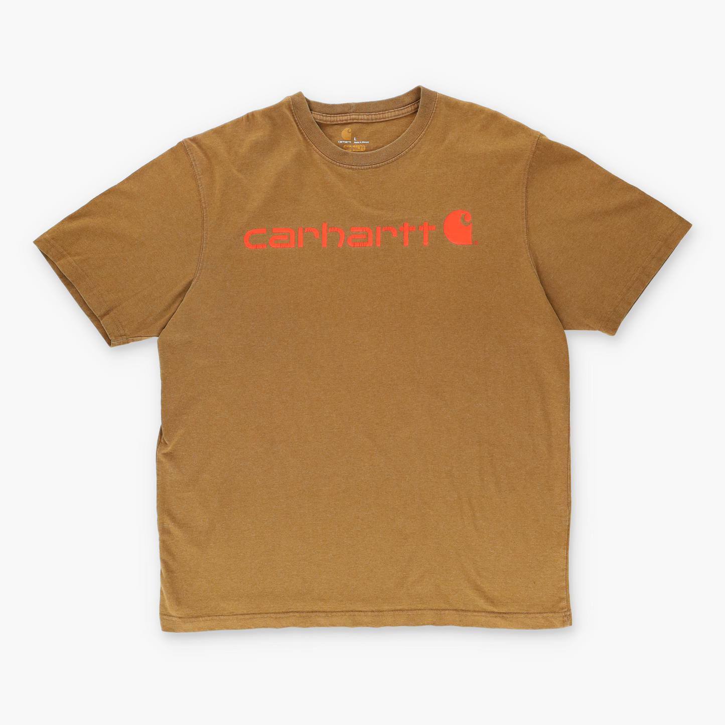 CARHARTT 'Original Fit' Orange Script T-Shirt (L)