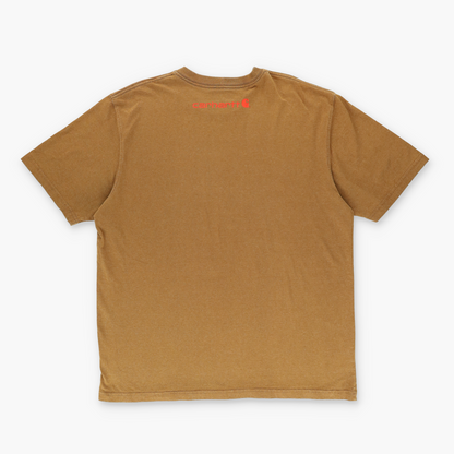 CARHARTT 'Original Fit' Orange Script T-Shirt (L)