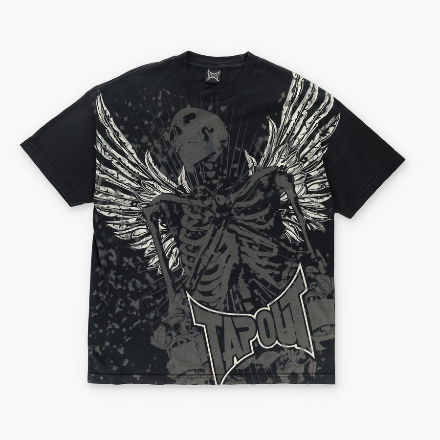 TAPOUT Y2K Winged Skeleton Wrestling Graphic T-Shirt (XL)