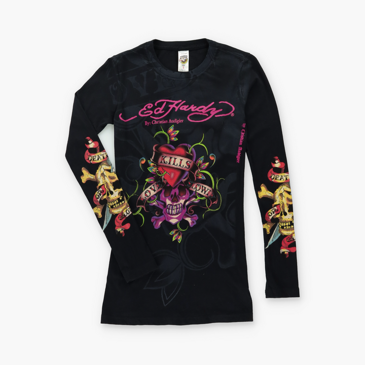 ED HARDY "Love Kills Slowly" Christian Audigier Long Sleeve Tee (Women's XS-S)